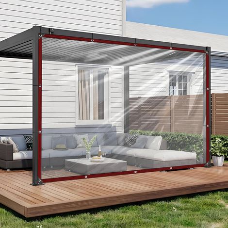Bâche transparente, 1 x 4 m, imperméable, avec œillets, pour serre de jardin, bâche de protection, pour protection contre la pluie, terrasse, balcon, extérieur, carport (1/5)