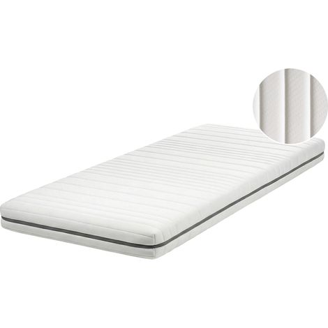 Colchón individual relleno de espuma dureza media poliéster funda extraíble con cremallera 90 x 200 cm blanco Enchant (1/5)