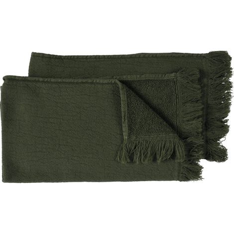 Lot de 2 Serviettes d'Invité Kale en Coton Biologique Doux et Absorbant 30 x 50 cm - PANGIVO