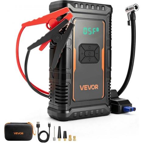 Booster Batterie Voiture avec Compresseur 1600 A Démarreur Batterie pour Moteurs Essence 6,0 L Diesel 3,0 L,Gonfleur de Pneus,1,03 MPa,Arrêt Automatique,8000 mAh,Portable avec Lampe LED (1/3)