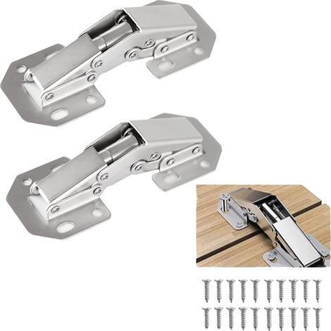 Invisible Hinge, Recessed Hinge, 3" 90°, with Screws, for Frameless Cabinet Doors, 4 Pieces (1/5)