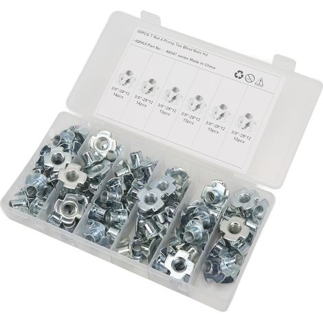 80 robuste und langlebige Vierzahnmuttern aus rostfreiem Kohlenstoffstahl, 3/8 Zoll, zur Befestigung von Möbel- und Schranktüren. (1/5)
