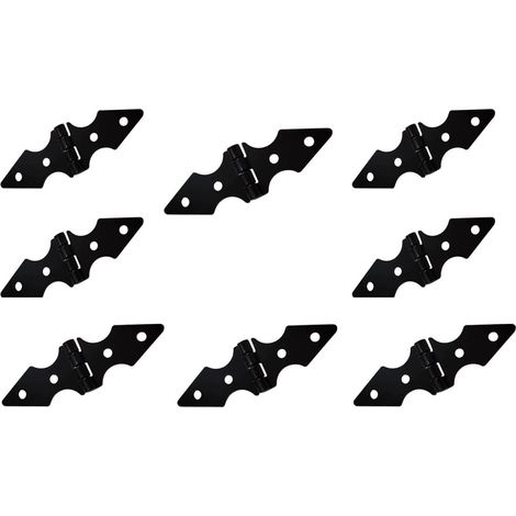 Charnières robustes pour clôtures - conviennent à diverses portes, armoires, boîtes, etc. - 8 pièces, noires, 1,2 x 2,4 cm