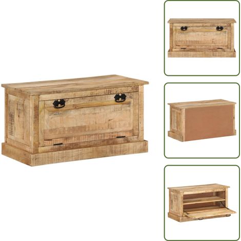 Banc de rangement de chaussures 85x40x45 cm Bois de manguier - Banc Coffre - Banc Rangement Chaussures - Banc Entrée - Mobilier Intérieur - Meubles Salle D'entrée (1/5)