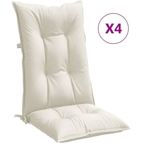 Coussins de chaise à dossier haut lot de 4,Coussins d'extérieur crème mélangé tissu CFW986267 (1/5)