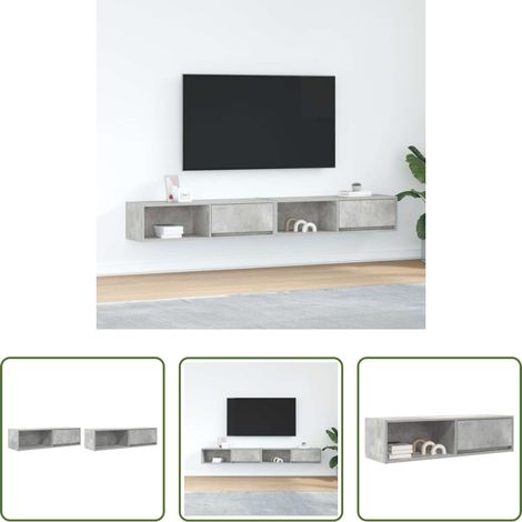 Armoire tv - Meubles TV 2 pcs gris béton 100x31x25,5 cm bois d'ingénierie (1/5)