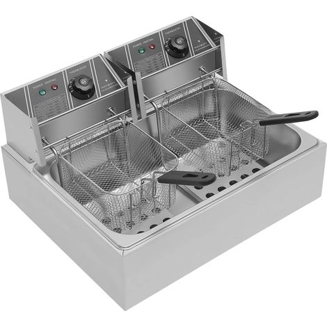 Friteuse, capacité de 12 L, paniers doubles, contrôle de la température (1/2)