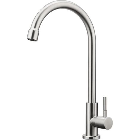 Grifo de lavabo, acero inoxidable 304, giratorio 360°, 1 pieza, acero inoxidable 304 (1/2)