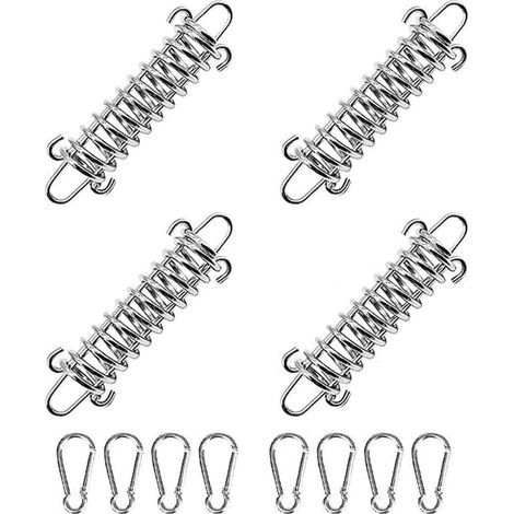 Ressort De Traction - Acier Inoxydable - Pour Voile D'ombrage Et Tente - Lot De 4 Avec 8 Mousquetons