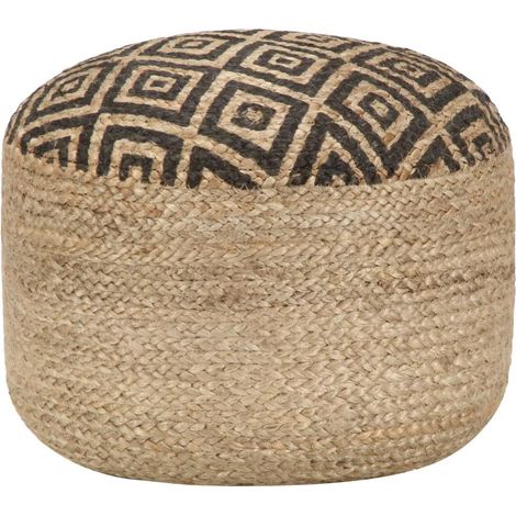 vidaXL Handgefertigter Pouf Schwarz 45 x 30 cm Jute