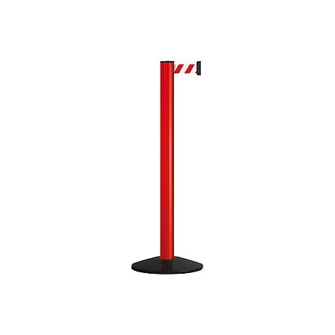 Poste para cinturón simple " D70xH1000mm poste rojo cinturón rojo/blanco VÍA GUÍA (1/4)