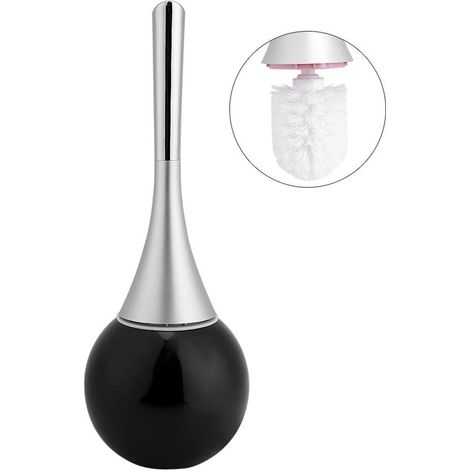 Brosse de toilette - Brosse et support pour cuvette de toilette en acier inoxydable, ensemble de nettoyage de salle de bain couleur or rose, brosse de nettoyage avec long manche en ABS anti-éclaboussu (1/5)