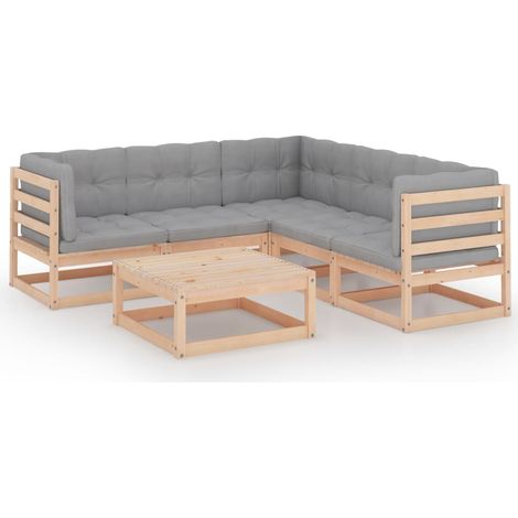 Mobili da giardino mobili da esterno Set di mobili da 6 pezzi con cuscini in legno di pino massiccio 020016679