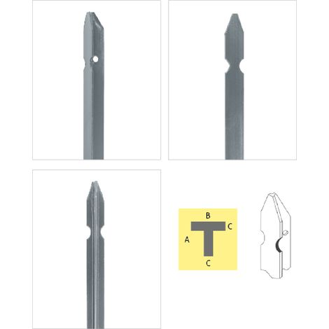 PALI PALETTI FERRO ZINCATI RECINZIONE A T 30x30mm GRIGIO h125cm