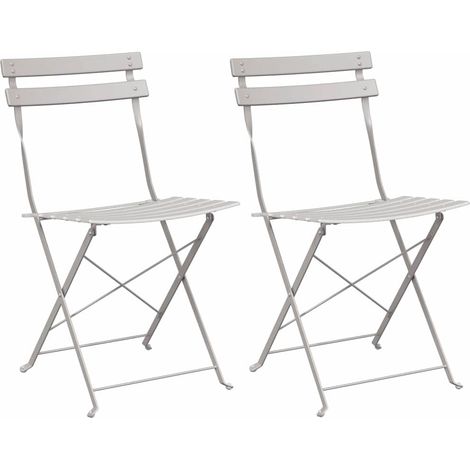 Maison Exclusive - Sedia Pieghevole da Giardino 2 pcs Beige 42 x 46 x 82cm Metallo