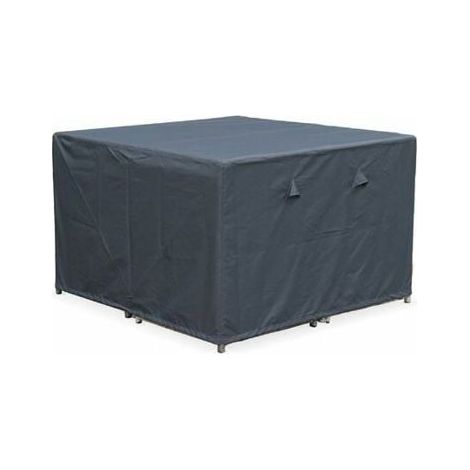 Housse de protection 112 x 112 cm gris fonc - Housse carre en polyester enduit PA pour tables de jardin Label (1/3)