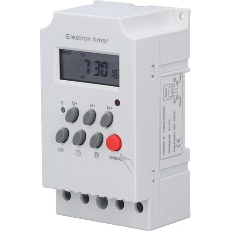 Interrupteur horaire électronique DIN rail LCD microprocesseur intelligent contrôleur KG316TII (12V DC) (1/5)