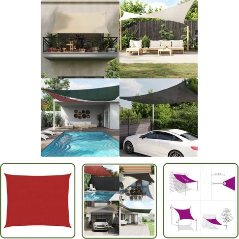 Voile d'ombrage 160 g/m² Rouge 2,5x3 m PEHD (1/5)