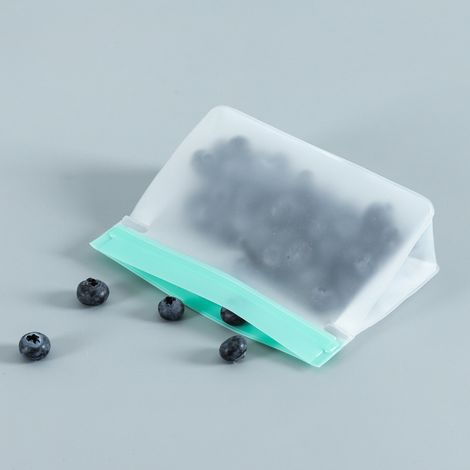 Lot de 60 sachets réutilisables en silicone avec fermeture zip et support, idéaux pour congélation, sandwichs, conservation PEVA de légumes, lait, snacks et viandes. (1/5)