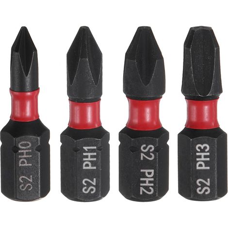 4pcs PH0/PH1/PH2/PH3 Embout de Tournevis Cruciforme Acier S2 (1/5)