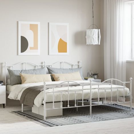 Estructura cama sin colchón con estribo metal blanco 200x200 cm vidaXL (1/5)