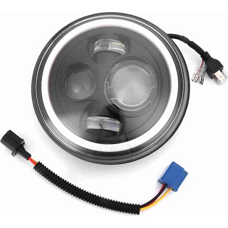 Faro LED redondo de 7 pulgadas con anillos de luz, luces de circulación diurna e intermitentes. (1/3)