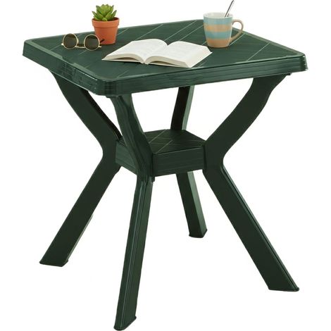 Dmora - Tavolo da esterno 0, Tavolo quadrato fisso, Tavolino da giardino multiuso, 100% Made in Italy, Cm 70x70h72, Verde