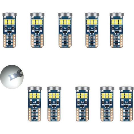 Lot 10 Ampoules LED W5W T10 194 - 6500K Blanc Canbus Sans Erreur - 18SMD 396LM DC12V pour Plafonnier Intérieur Voiture (1/5)