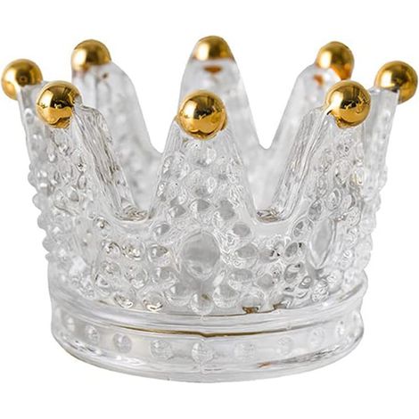 1 cendrier en cristal, forme couronne, 5,2x5,6 cm ou 5x7,5 cm, multifonction bougeoir et rangement bijoux, pour mariages et événements (1/5)
