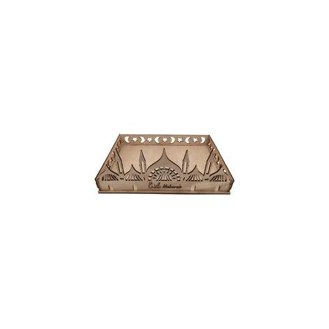 Serviertablett aus Holz für Eid und Ramadan, Mubarak-Design mit Mond und Sternen, Backblech für Desserts - Crezuo