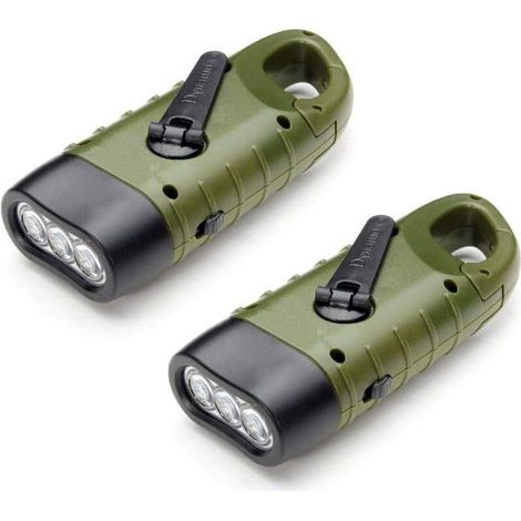 Lampe De Poche Solaire Rechargeable (Paquet De 2), Lampe De Poche À Manivelle Avec Générateur De Lumière De Secours Led (1/3)
