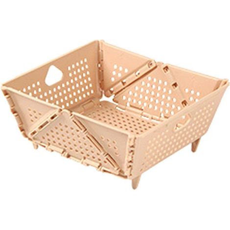 Passoire pliable en plastique - Panier d'égouttage pliable avec pieds de support - Passoire à aliments de cuisine - Gain de place (1/4)