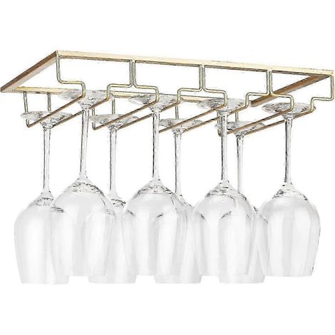 Weinglasregal – Unterbau-Weinglashalter, Stielglasaufbewahrung, Metall-Organizer für Bar und Küche, Schwarz Gold 4 Reihen, 1 Packung (1/4)