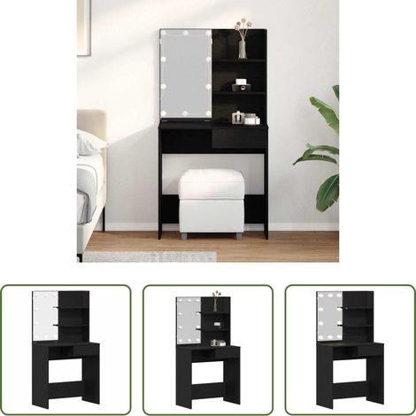 Schminkstation - Schminktisch mit Regal Schwarz Eichen-Optik 74.5 x 40 x 141 cm (1/5)