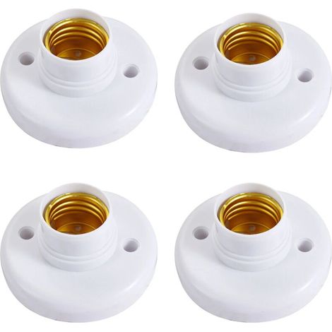 4 Stück E27 runde Lampenfassung aus Kunststoff – Set mit 4 Schraubkappen – Weiß, 76 mm FLITI (1/4)
