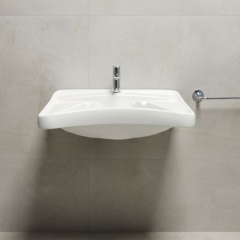 Lavabo blanc pour handicapés avec repose-coude - Accessible (1/4)