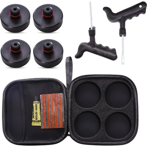 Tampons de cric Tesla Model 3/S/X/Y, patins en caoutchouc avec boîte de rangement et 4 rondelles, accessoires pour véhicules Tesla (lot de 9) (1/5)