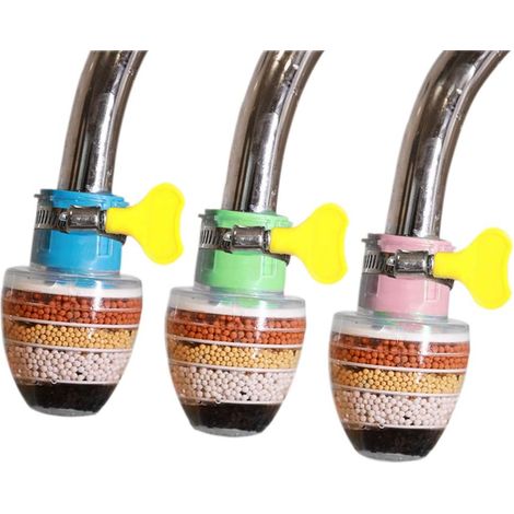 3 PCS Robinet Filtre Purificateur D'eau Connecteur De Filtre De Robinet De Cuisine, Robinets De Filtre D'eau Du Robinet De Cuisine, Facile à Installer Sans Fuite, 6 Couches De Filtre De Filtration (1/5)