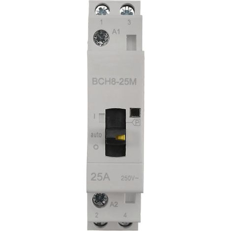 Contacteur AC modulaire avec commande manuelle pour montage sur rail DIN, 2P 2NO 25A 220V/230V 50/60HZ pour domotique DIY (1/5)