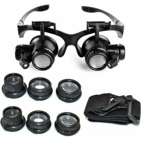 Loupe Serre Tête Loupe Frontale Lunettes grossissantes Allumage LED Grossissements de 10x, 15x, 20x et 25x (1/4)