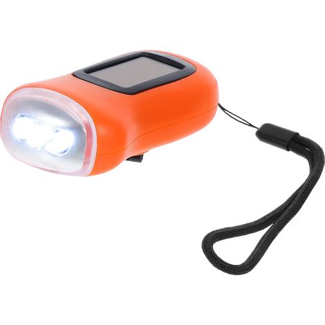 Lampe Torche Solaire à Manivelle Rechargeable Abs Orange Étanche, Usage Extérieur Nocturne, Principes D’éco-responsabilité, Format Portable (1/5)
