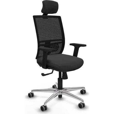 Chaise de bureau piqueras y crespo Yunquera noir dossier haut (1/2)