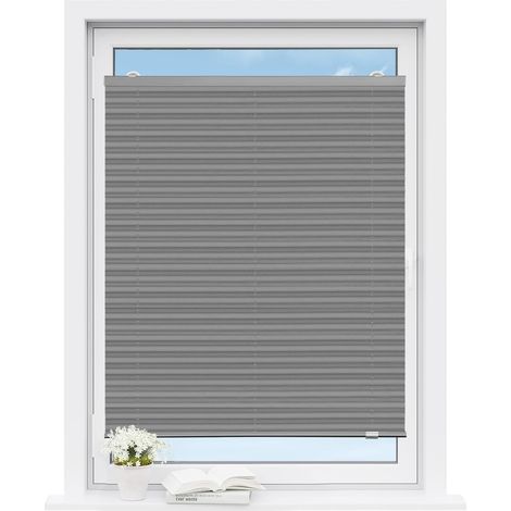 WOLTU Plissettata Solo con Ventose, Tenda Pieghevole Opaca,Grigio 50x130 cm