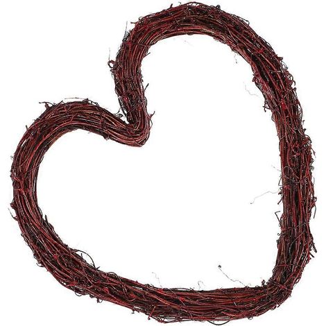 Couronne de cœurs marron, suspension en rotin, lot de 4. (1/5)