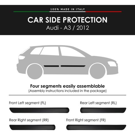 Modanature Laterali per Audi con Biadesivo 3M - Modello: A3 - 2012