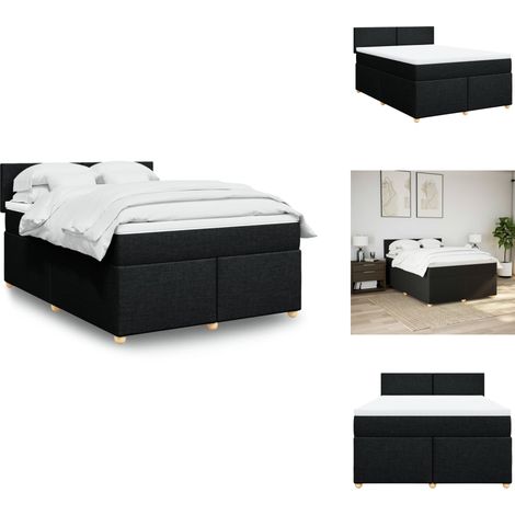 Boxspringbett mit Matratze Schwarz 160x200 cm Stoff - Boxspringbett - Boxspringbetten - Bett - Schlafzimmermöbel (1/5)