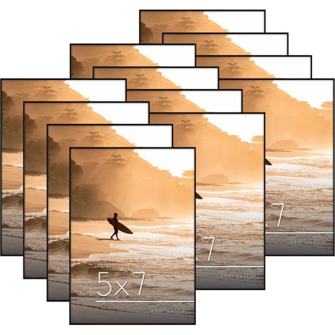 Lot de 12 cadres photo à chargement frontal avec verre résistant aux chocs, à poser sur une table ou au mur, 13 x 18 cm, noir (1/5)