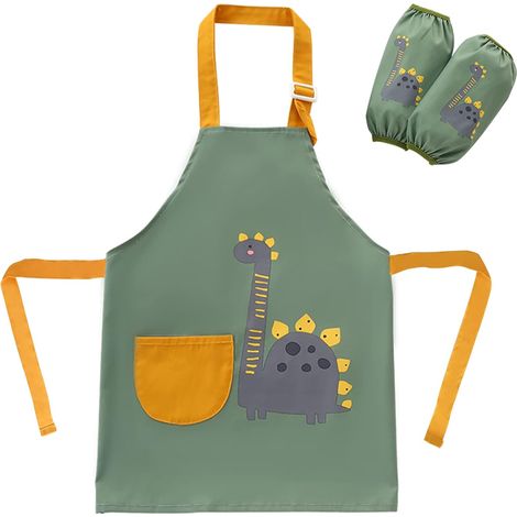 Tabliers pour enfants avec poche étanche à la peinture artisanale réglable à pâtisserie tabliers de cuisine dinosaures (style 3) (1/5)