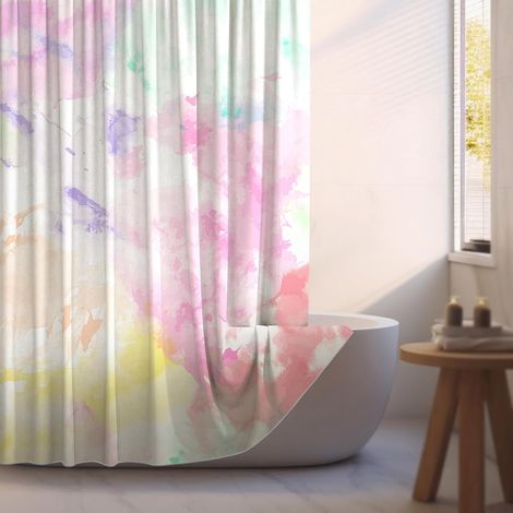 Rideau de Douche 200x240 cm, Rideau de Douche Tissu Lavable en Polyester, Rideau Douche Anti Moisissure, Motif Aquarelle Bleue, avec 12 Anneaux (1/5)