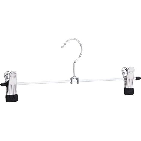 Metallene Kleiderbügel mit Clips für Hosen und Röcke, 10er-Set, Chrom